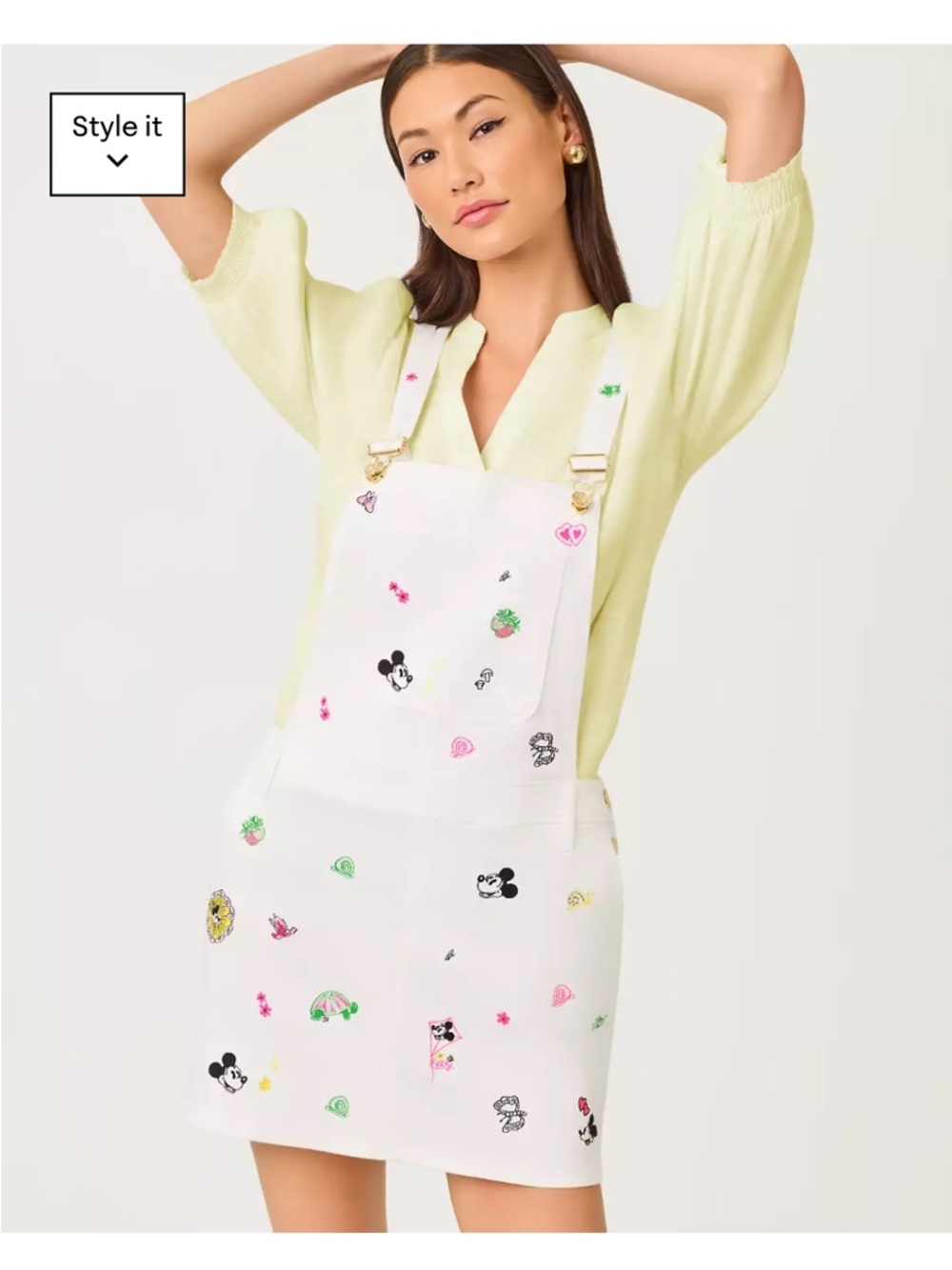 Lilly Pulitzer White Embroidered Overall Skirt with Multi-Color Motifs - Picture 3 of 7